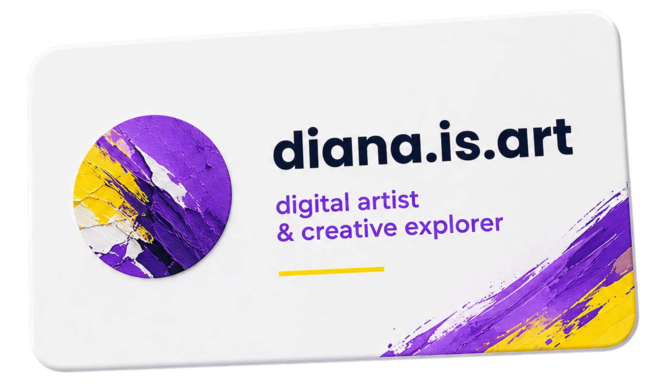Business card with the diana.is.art handle